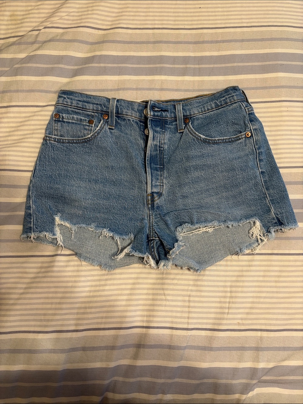 Levi's Light Blue Distressed Cutoff Jean Shorts